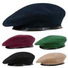 British Army Beret Hat 100% Wool with Leather Band Soldier Military Navy Cadet