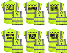 HORSE RIDING HI VIS YELLOW VEST BLACK SILLITOE, WAISTCOAT EQUESTRIAN YOUNG HORSE