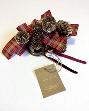 Set of 4 Zara Home Pine Cone and Tartan Napkin Ring Holders New with Tags