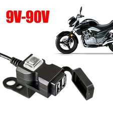 1x Dual Port USB 12V Phone Charger Adapter Motorbike Handlebar Mount Accessories