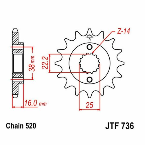 Sprocket z16 520 - sprocket, for