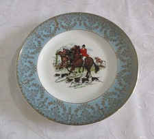 Vintage Decorative Liverpool Road Pottery Hunting Scene Plate 22.5cm (b)
