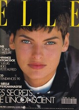 VINTAGE ELLE FRANCE 1989 LINDA EVANGELISTA CLAUDIA SCHIFFER LINGERIE FASHION FAB
