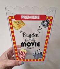 Personalised Family Movie Snacks Reuseable Plastic Large Popcorn Snack Tub Box 