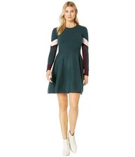 Lacoste Women's Long Sleeve Argyle Colorblock Wool Dress Size Large 14