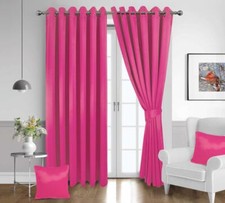 THERMAL BLACKOUT CURTAINS READY MADE EYELET RING TOP+TIE BACKS - CUSHION COVERS