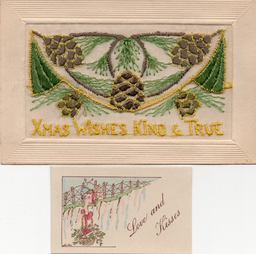 Ww1 patriotic embroidered silk - embroidered,