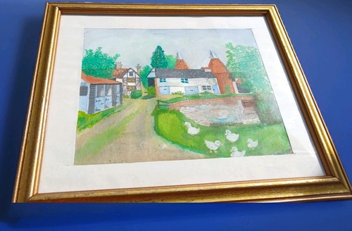Vintage framed landscape - vintage,