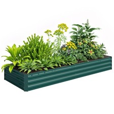 Outsunny Galvanised Raised Garden Bed Metal Planter Box with Open Bottom, Green