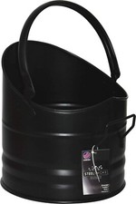 Coal Bucket Hod 29cm Galvanized Black Fireside Scuttle Fireplace Log Scuttle