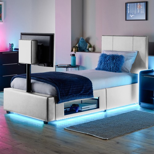 Ava upholstered leather bed - upholstered,