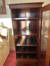 Glass Front Oak WiFi Storage Cabinet - Excellent Condition Collection Only