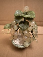Miniature  Chinese Jade Bonsai  Tree Grapes Plant Sculpture  18cm