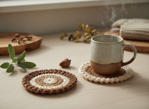 Acorn coasters beginner - acorn,