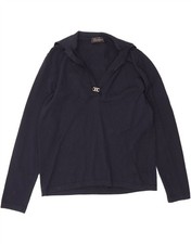 LUISA SPAGNOLI Womens Polo Neck Jumper Sweater UK 14 Medium Navy Blue Wool AH10