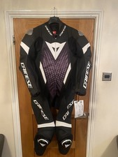 Dainese Laguna Seca 6 One Piece Leather Race Motorcycle Suit Black White Size 50