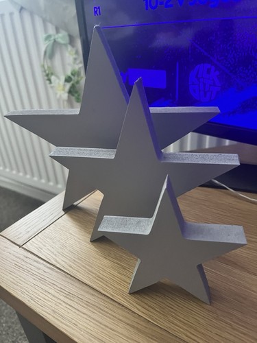 Wooden grey stars - grey,