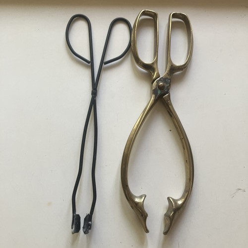 Small antique coal - coal, tongs