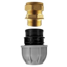 15MM OR 22MM COMPRESSION COPPER TO 20M OR 25MM MDPE PIPE CONVERTER ELBOW JOINER