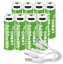 AA USB Rechargeable Lithium Batteries (1.6V, 3400mWh) – 4-Pack with Type-C Cable