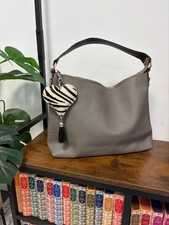 Boden Leather Hobo Bag Grey Real Leather Brown Handle New without Tags V20 Y703