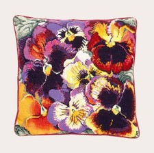 EHRMAN Pansies by ELIAN McCREADY rare LARGE tapestry NEEDLEPOINT stitched canvas