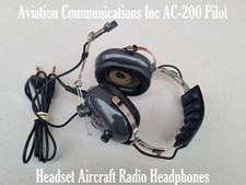 Aviation Communications Inc AC-200 Pilot Headset Aircraft Radio Headphones