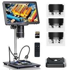 TOMLOV 10.1" 3Lens 2K HDMI Digital Microscope 2500X Coin Microscope Magnifier