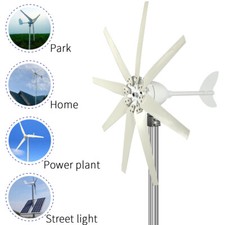 1500W Wind Turbine 8 Blades Generator Kit 12/24V Charger Controller Home Power