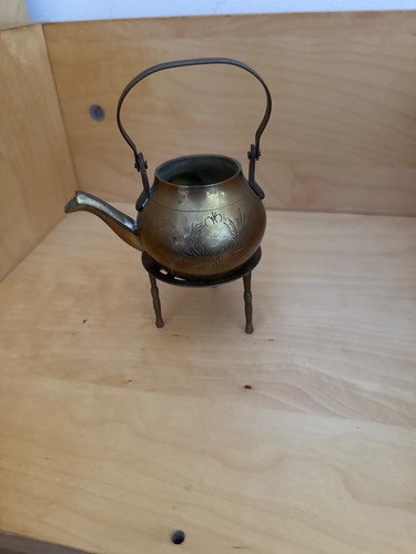 Vintage miniature brass teapot - vintage,