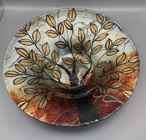 Amber glass centrepiece - amber,