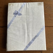 Vintage V Large White Damask Rectangular Tablecloth 72x108” Cotton Ireland New