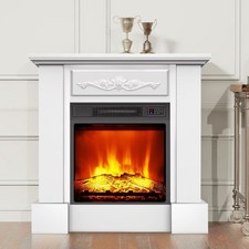 Fireplace Log Burning Flame Effect Electric Stove Standing Heater Carved design
