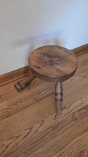 Vintage Wood 3-Legged MILKING STOOL w/Handle 11 3/4" H