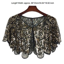 Women Sequin Shawl Wraps Sparkly Cropped Cardigan Bolero Shrug Evening Cape