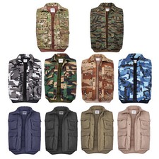 Padded Body Warmer Fishing Hunting Shooting Army Combat Multi Pocket Vest Camo