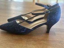 Women's Navy Lace Ankle Strap