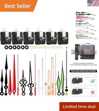 Complete DIY Clock Mechanism Set: 6 Hands, Hooks & Silent Movements Included