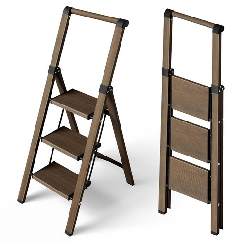 Aluminium folding step ladder - aluminium,