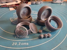 1/18 scale 18 inch BBS RS staggered 3d Printed wheels stretched tyres diecast 