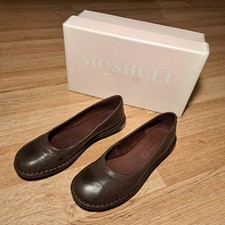 Moshulu Ladies Brown Leather Comfort Flat Shoes Slip On Size EU38 W/box Fenella
