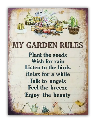 Garden rules metal sign - garden,