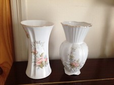 2 x Vintage white ceramic vase