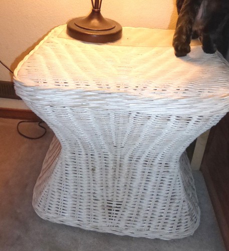 Vintage white wicker - white, table