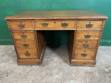 Antique Double Pedestal Oak Writing Desk