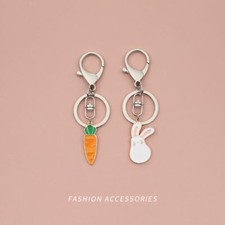 Cute Tiny Rabbit Carrot Keychain Keyring Lobster Clasp Key Chain RIng Bag Charm