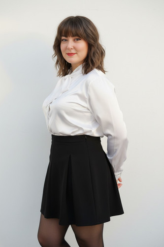 White satin pussybow blouse - satin,