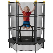 HOMCOM 4.6FT Kids Trampoline with Enclosure Net for Ages 3-10 Years Black