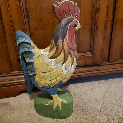 Large wooden rooster hand - large,