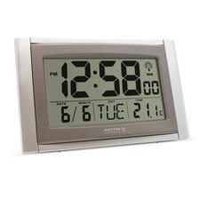Acctim Stratus Digital Wall / Desk Clock Radio Controlled Tabletop LCD Silver UK